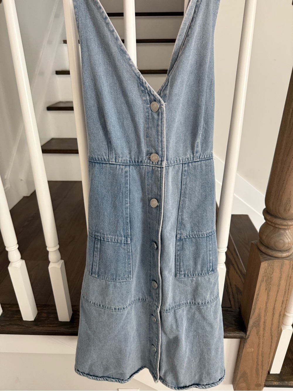 Davi & Dani Light Wash Denim Button-Front Dress